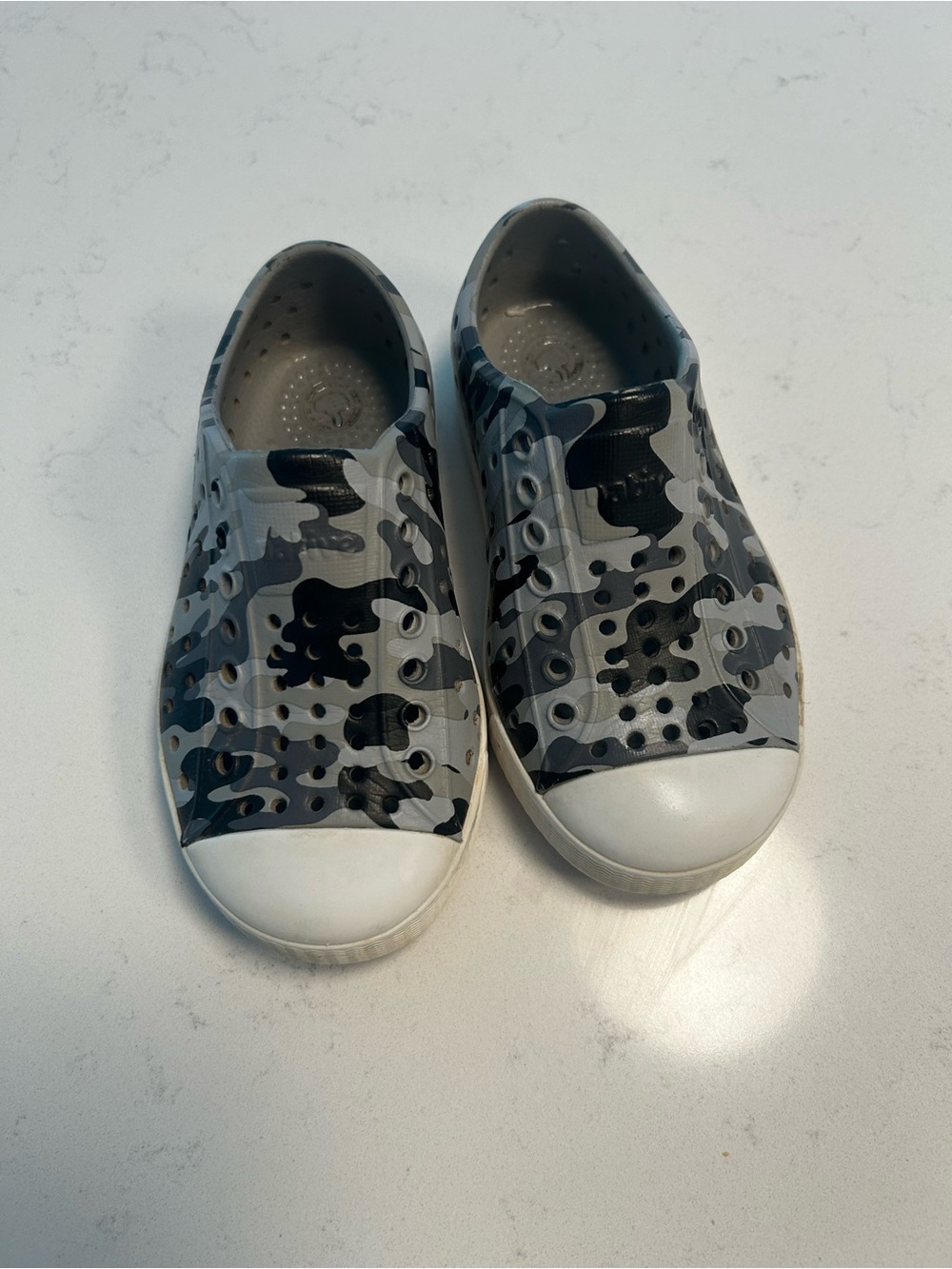 Kids Gray Camo Slip-On Water Shoes